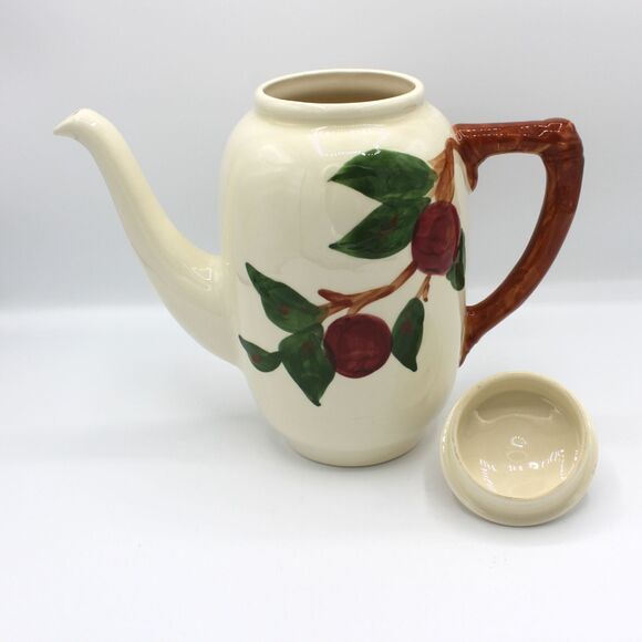 Vintage Franciscan Apple Coffee Tea Pot Lidded Hand Painted Stoneware Dinnerware - Picture 7 of 9